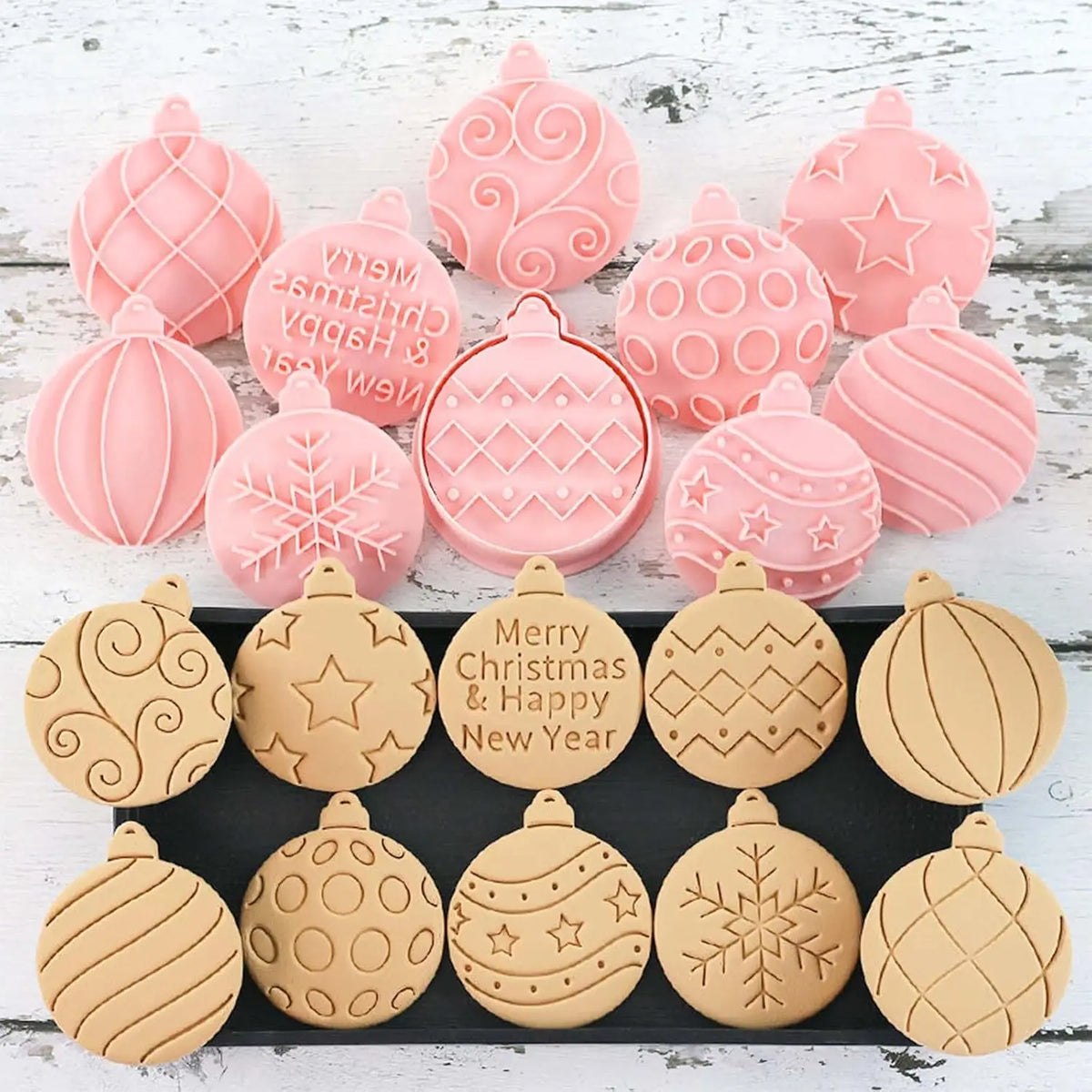10-Piece Mini Christmas Ornament Cookie Cutters & 3D Stamps Cookie Cutter Set Axl