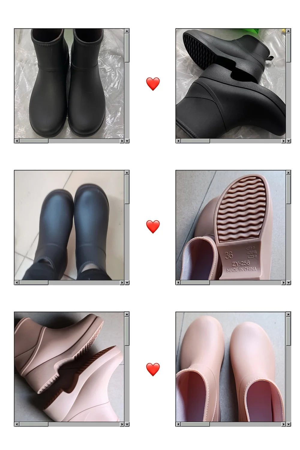 Lorilury Women's Black Platform Ankle Rain Boots | Anti-Slip Women's Rain Boots Axl
