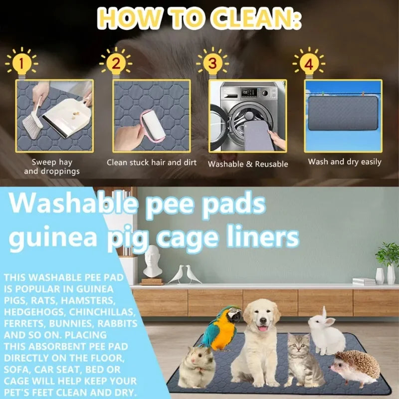 Washable Guinea Pig Cage Liner – Reusable Non-Slip Pet Pad Pet Cage Liner Axl