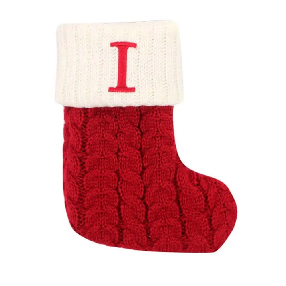 Knitted Christmas Stocking – Alphabet Letter Xmas Décor Gift Christmas Stocking Axl I
