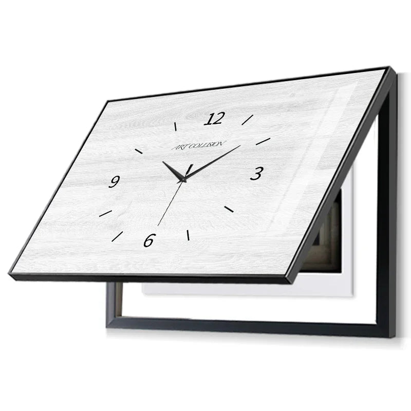 Meter Box Cover Wall Clock – Large Silent Wood & Metal Decor Decorative Wall Clock Axl
