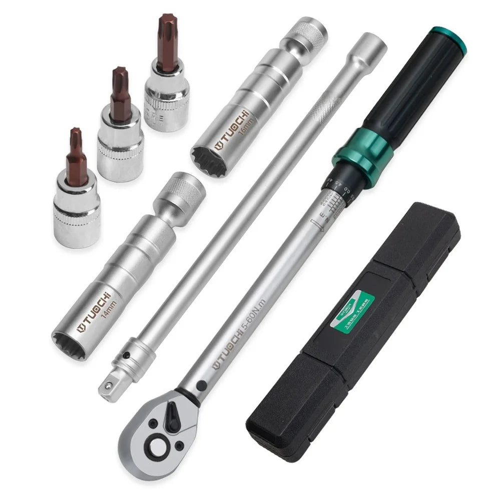 72-Tooth Ratcheting Torque Wrench Set 5–60 N·m + Socket Kit Torque Wrench Set Axl