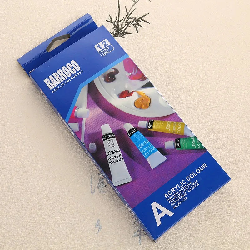 12-Color Acrylic Paint Set for Canvas, Stone & Ceramic Art Acrylic Paint Set Axl