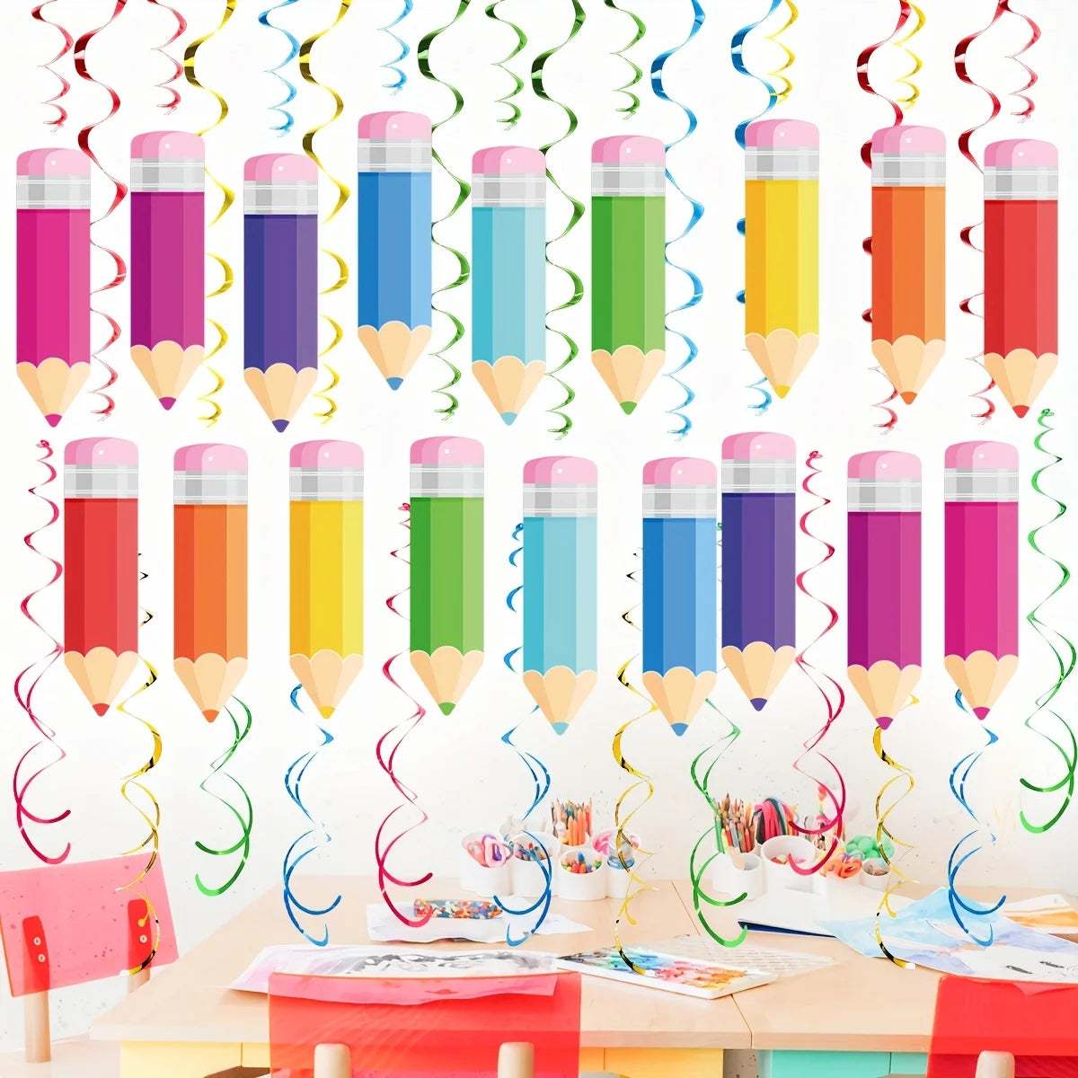 48-Piece Back to School Hanging Swirl Decorations | Party Décor Party Hanging Decorations Axl
