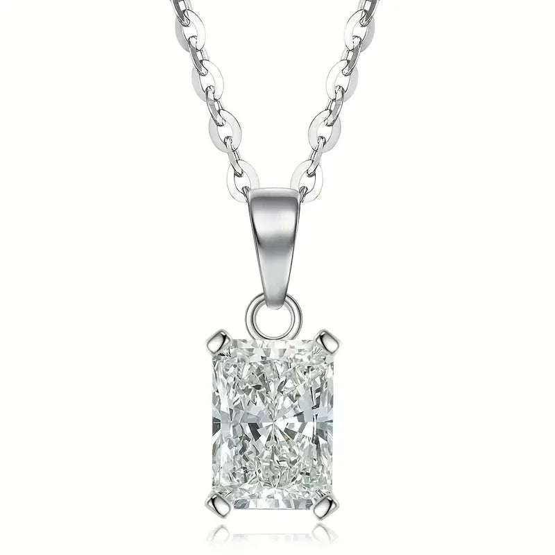 Huitan Rectangle CZ Pendant Necklace | Minimalist Bridal Jewelry Pendant Necklace Axl