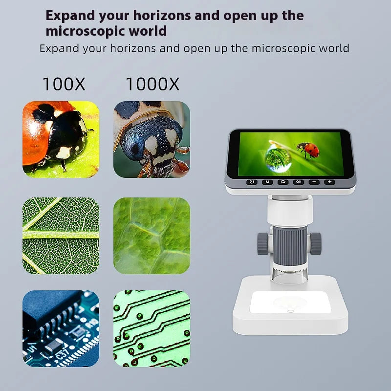 Portable Digital Microscope 4.5" IPS Screen 500x Magnification Digital Microscope Axl