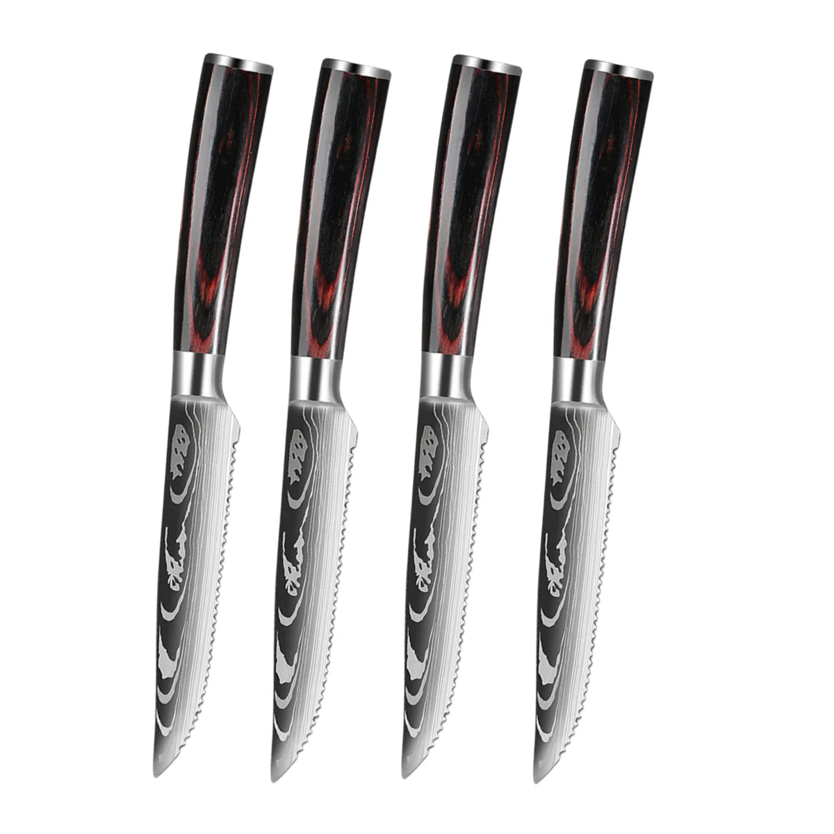 Damascus Steak Knife Set 2–8 Pc | Stainless & Wood Handle Steak Knife Set Axl 4pcs