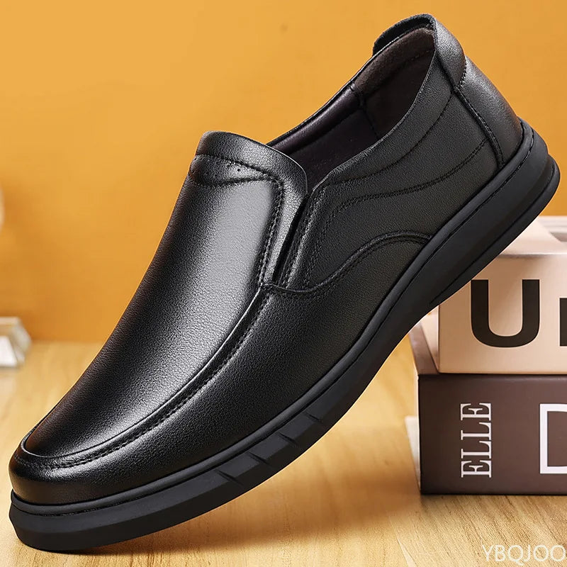 Men's Leather Slip-On Loafers – Breathable Soft Sole Shoes Men's Leather Loafers Axl