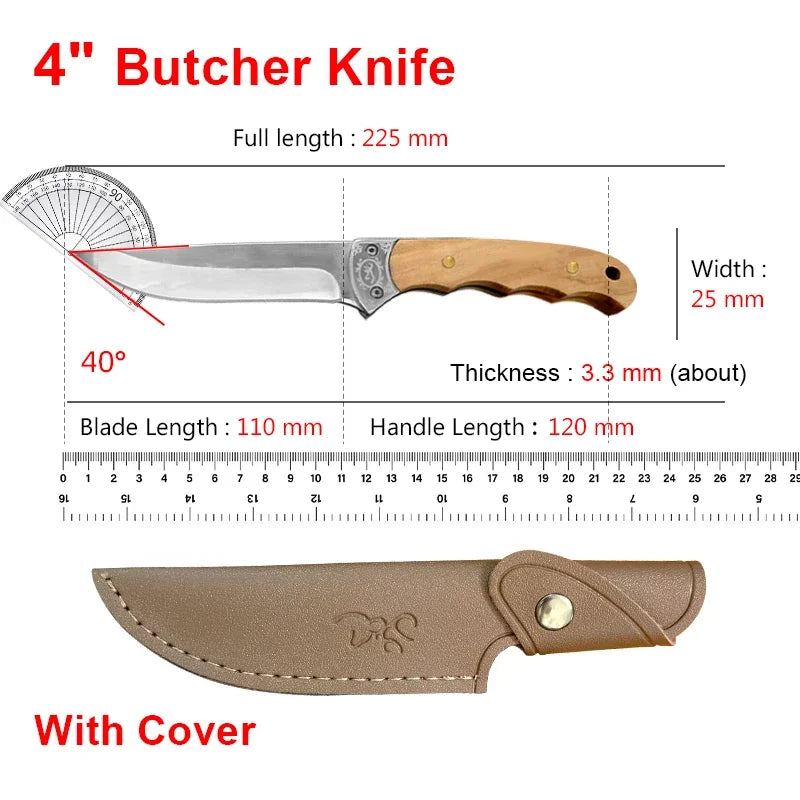 InLeung Forged Boning Knife – Stainless Steel & Wood Handle Boning Knife Axl Knife with Cover