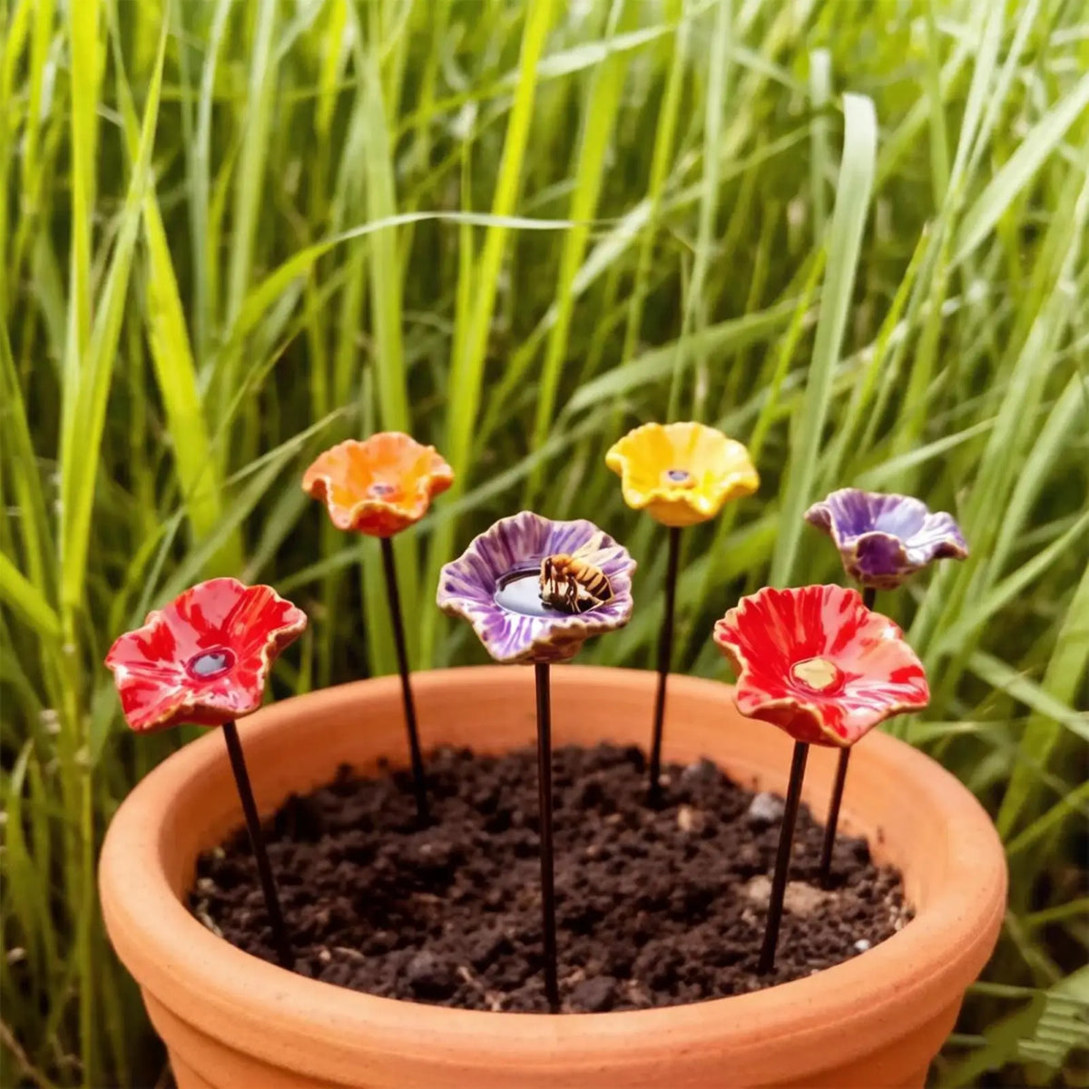 4-Pack Flower Bee Watering Station – Garden Pollinator Cup Set Garden Pollinator Cup Axl