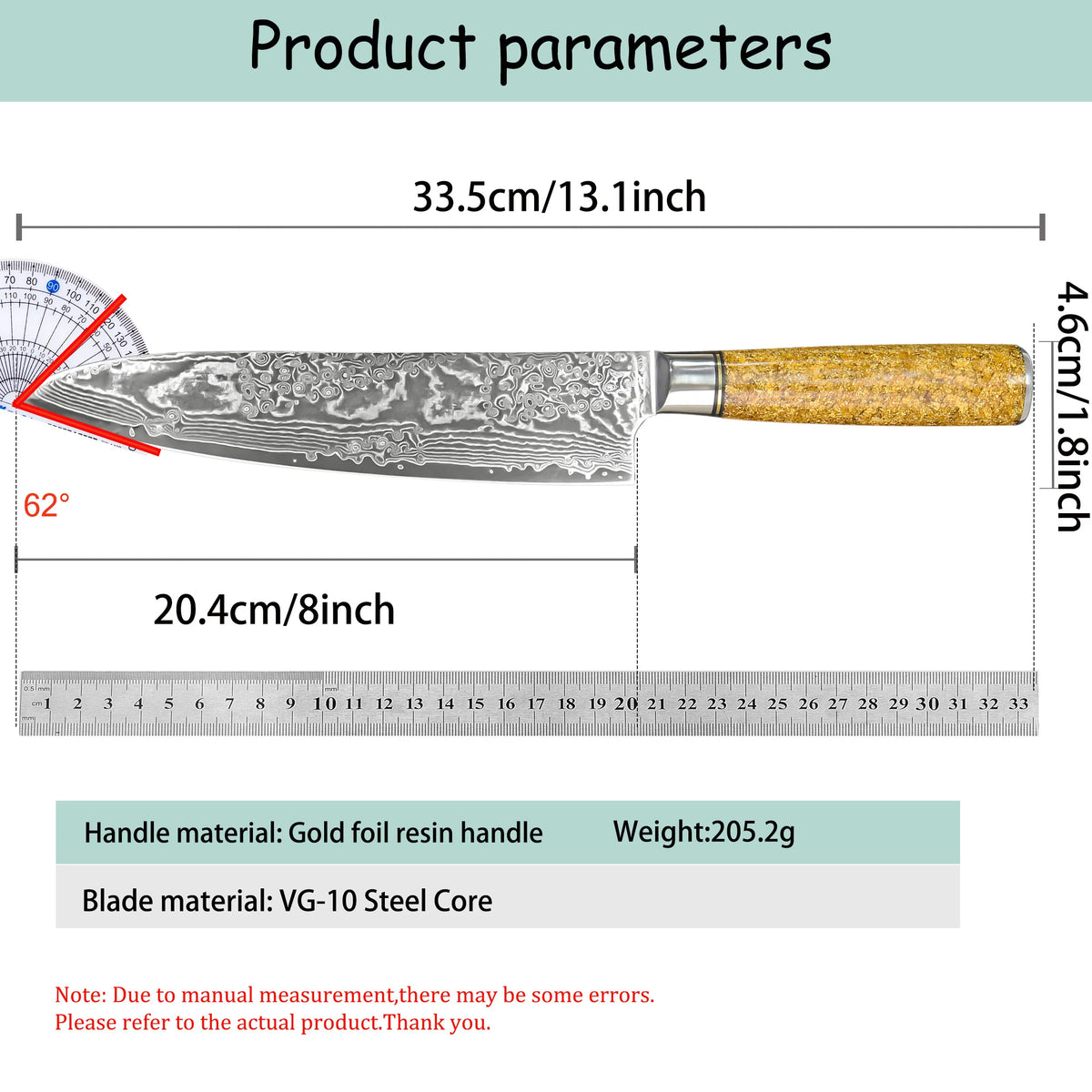 67-Layer Damascus Steel Chef Knife – Sharp Kitchen Cleaver Damascus Chef Knife Axl