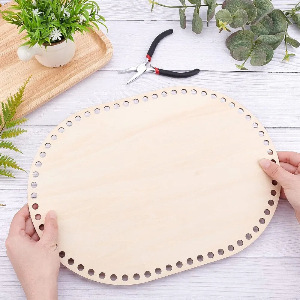 Oval Wood Crochet Basket Base 35x25cm | DIY Knitting Base Crochet Basket Base Axl
