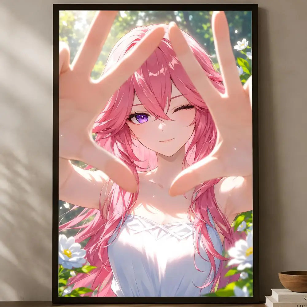 Yae Miko Self-Stick HD Wall Poster – Waterproof Anime Decor Wall Art Poster Axl White12 60X90cmNoframe