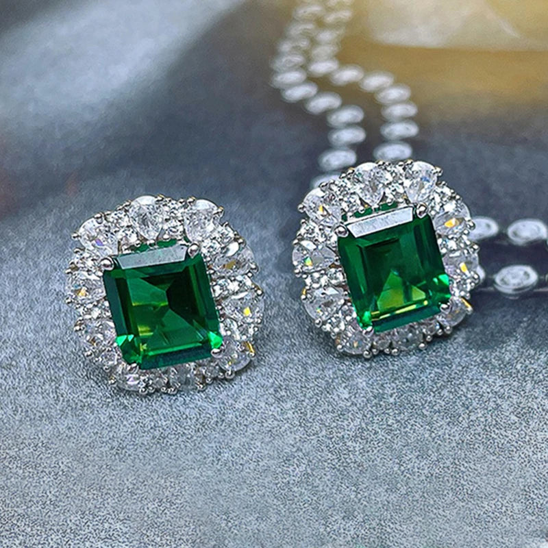 Huitan Green Cubic Zirconia Stud Earrings – Women's Jewelry Stud Earrings Axl