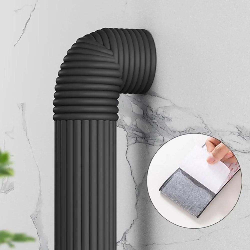 Self-Adhesive Pipe Cover Strip – Waterproof & Soundproof PVC Pipe Sealing Strip Axl Black