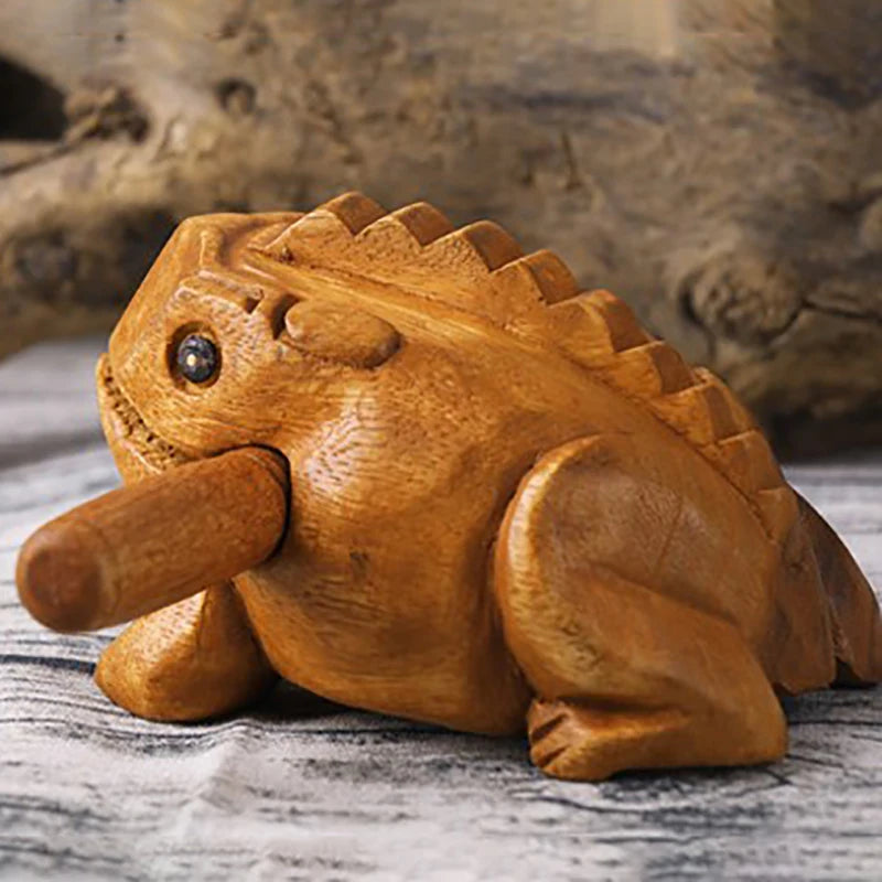 Thai Lucky Wooden Frog – Handcrafted Musical Decor Figurine Wooden Decor Figurine Axl