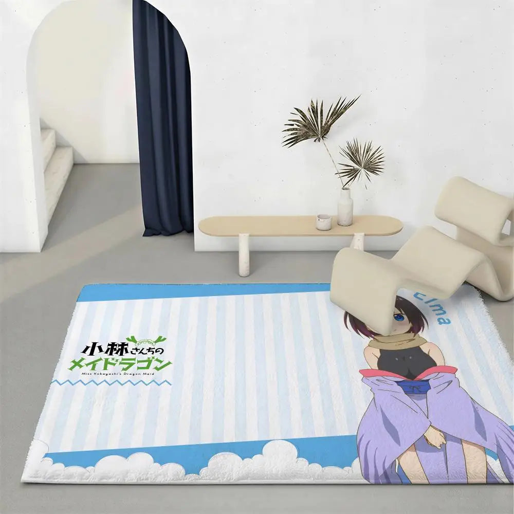 Miss Kobayashi's Dragon Maid Anime Flannel Rug – Non-Slip Mat Anime Area Rug Axl White2 100x160cm