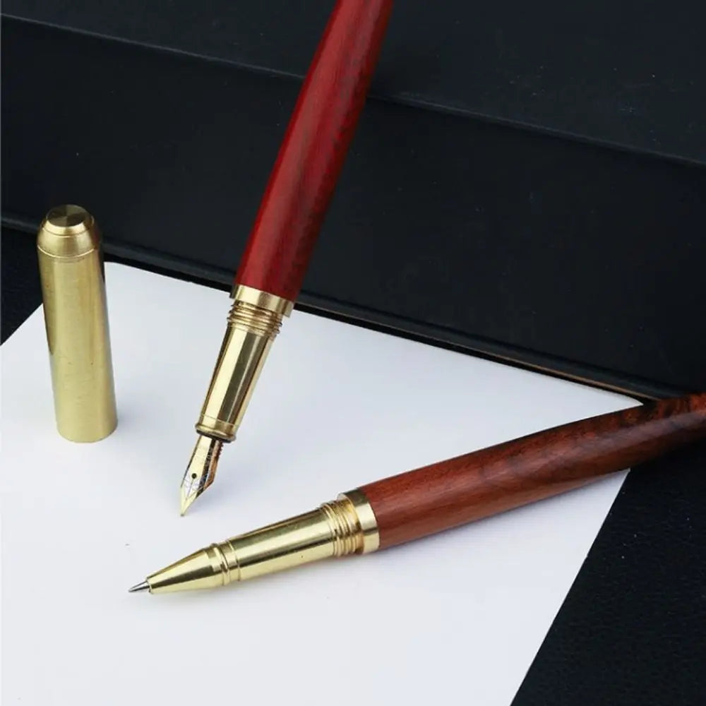 Wood & Brass Fountain Pen – 0.7mm Calligraphy Signature Pen Fountain Pen Axl