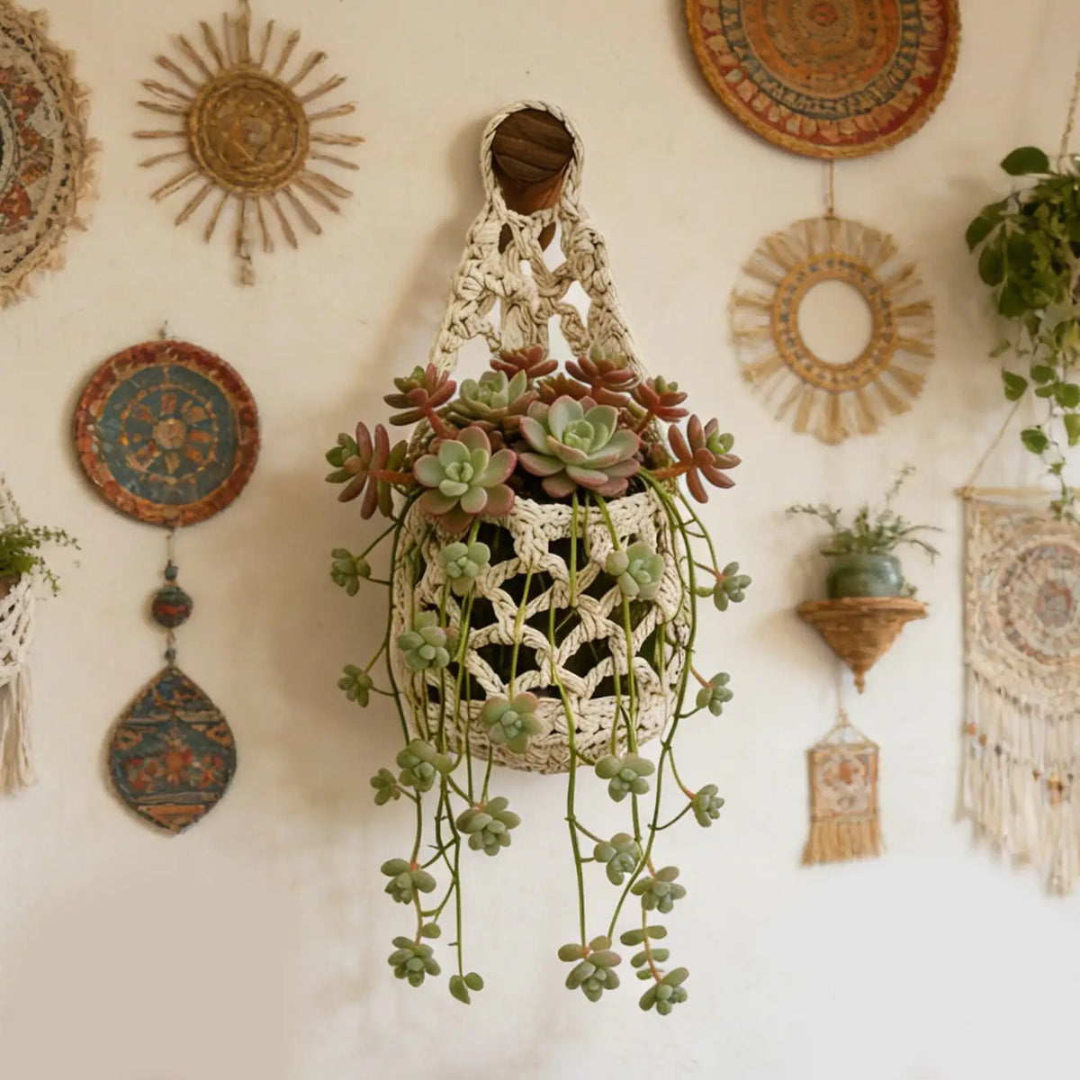 Macrame Plant Wall Hanger – Handwoven Cotton Rope Pot Holder Macrame Plant Hanger Axl