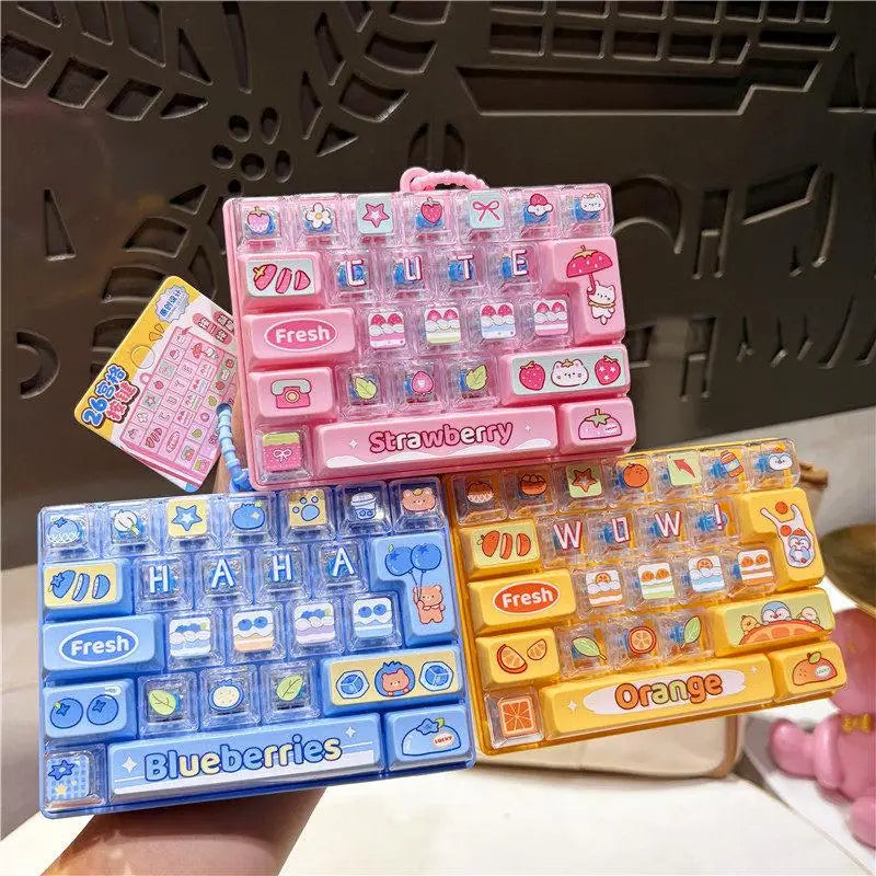Strawberry Fidget Keyboard Keychain – 26 Keys Clickable Toy Fidget Keychain Toy Axl