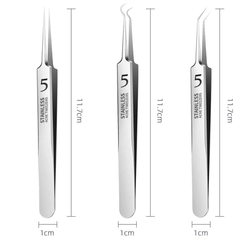 Blackhead Removal Tweezers Set – 2/3 Pcs Stainless Steel Skin Tool Skin Care Tool Set Axl
