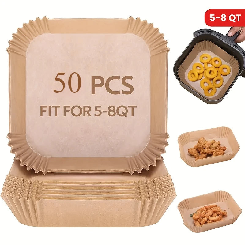 Non-Stick Air Fryer Disposable Paper Liners 50/100 Pack Air Fryer Liners Axl square 50pcs