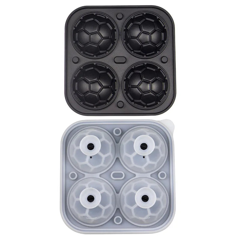 Football Ice Cube Mold – 4-Grid Silicone Tray with Lid | KEMORELA Silicone Ice Cube Mold Axl Black