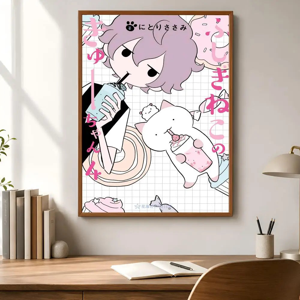 Wonder Cat Kyuu-chan Waterproof PVC Peel & Stick Wall Poster Wall Poster Axl