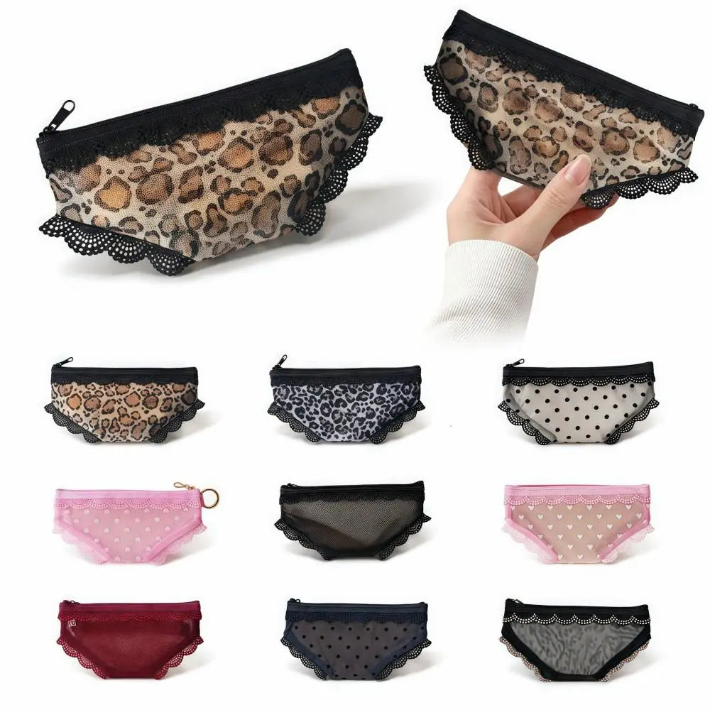 Y2K Briefs Shape Cosmetic Bag – Mesh Lace Makeup Pouch Cosmetic Makeup Bag Axl