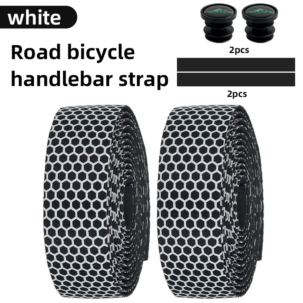 Road Bike Handlebar Tape – Honeycomb Silicone EVA Anti-Slip Wrap Bike Handlebar Tape Axl White