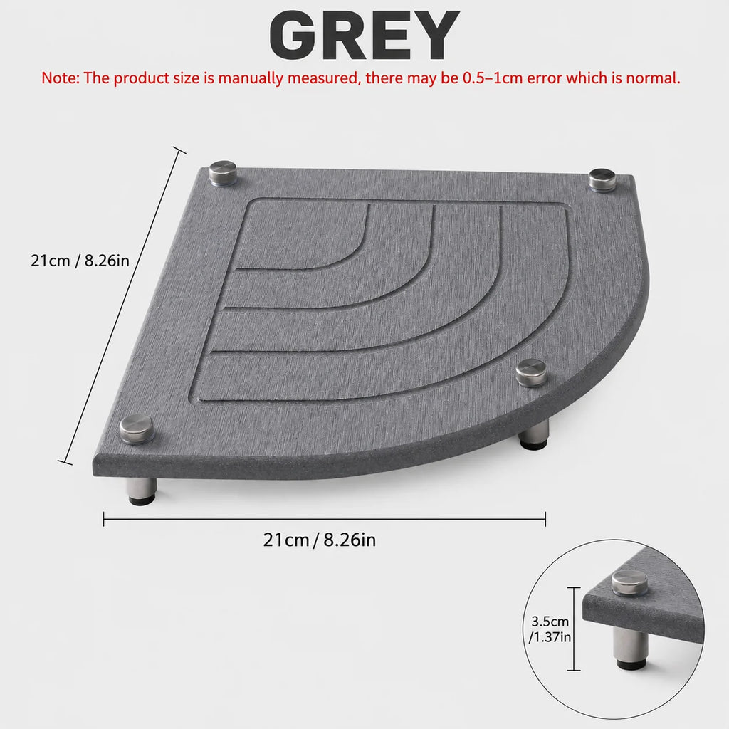 Diatomaceous Earth Corner Sink Caddy – Stone Drying Mat Tray Stone Sink Caddy Axl Sector-Grey