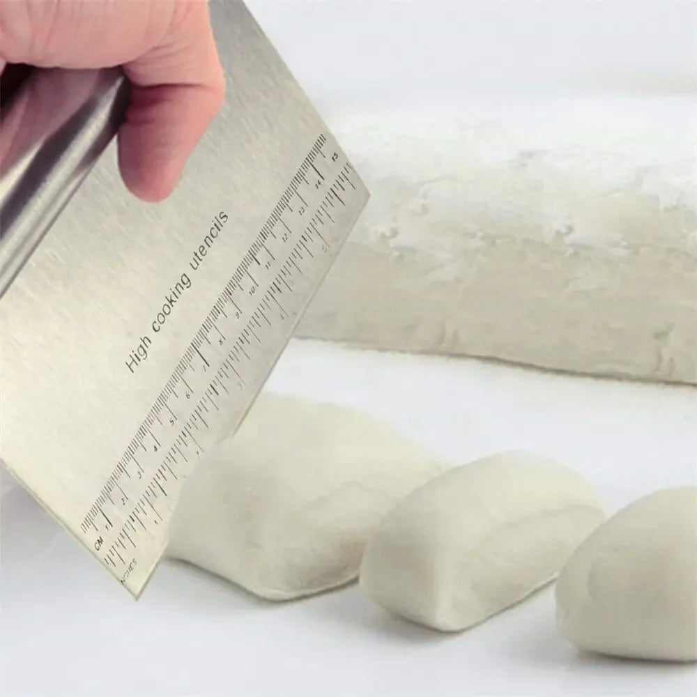 Stainless Steel Dough Scraper & Pizza Cutter with Measuring Scale Dough Pastry Scraper Axl