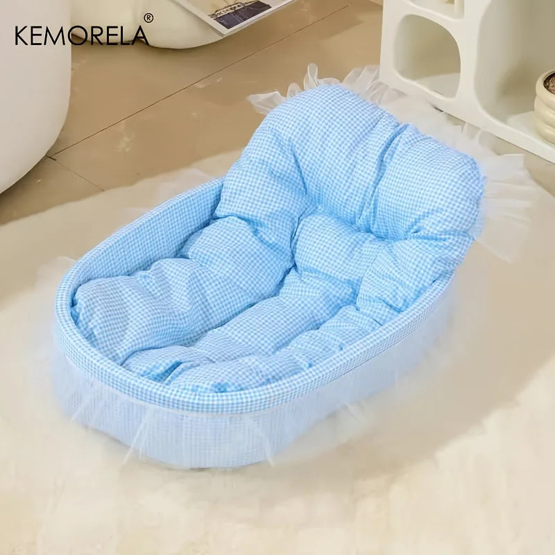 KEMORELA Cat Princess Sofa Bed – Washable Pet Mat All Seasons Cat Sofa Bed Axl Blue