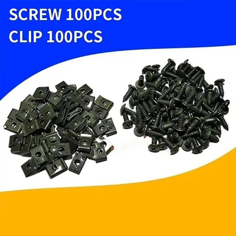 M4 M5 Self-Tapping Screws & U-Type Clip Kit | 100–200 Pcs Fastener Clip Kit Axl A2