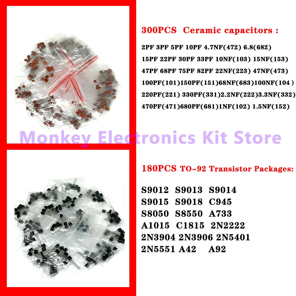 6-in-1 Electronic Components Kit – Resistors, LEDs, Diodes & More Electronic Components Kit Axl