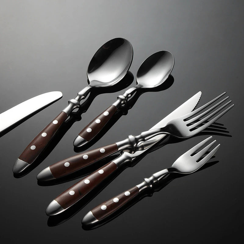 6-Piece Stainless Steel Flatware Set – Knife, Fork & Spoon Flatware Set Axl