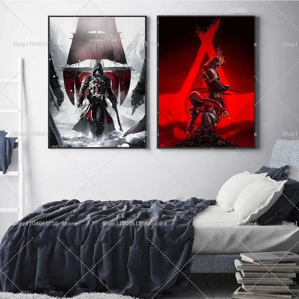 Assassin's Creed Poster – Self-Adhesive Waterproof Wall Sticker Wall Art Poster Axl
