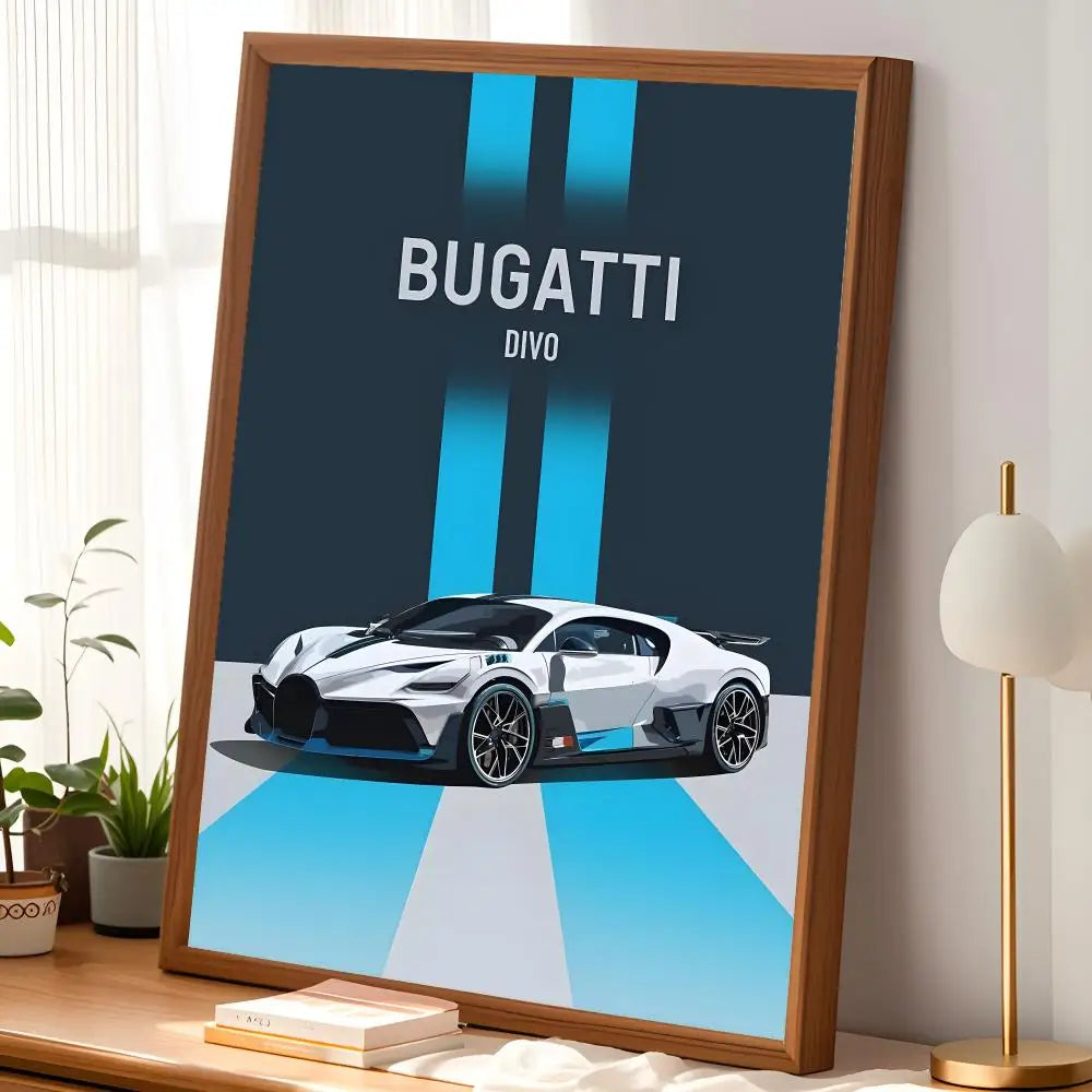 Bugatti Wall Art Poster – Self-Stick HD Waterproof Car Decor Wall Art Poster Axl