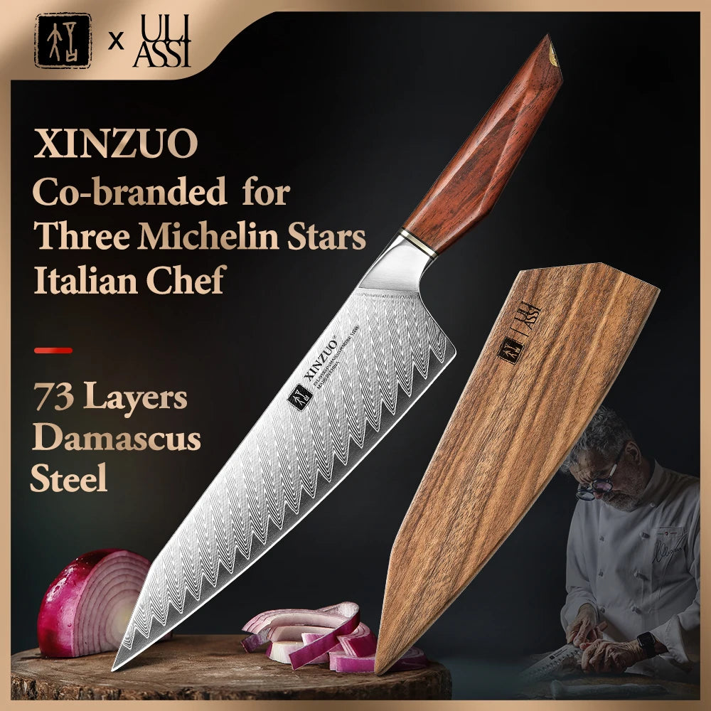 XINZUO 73-Layer Damascus Bunka Knife – 8.27" Chef Knife Damascus Chef Knife Axl China Mainland