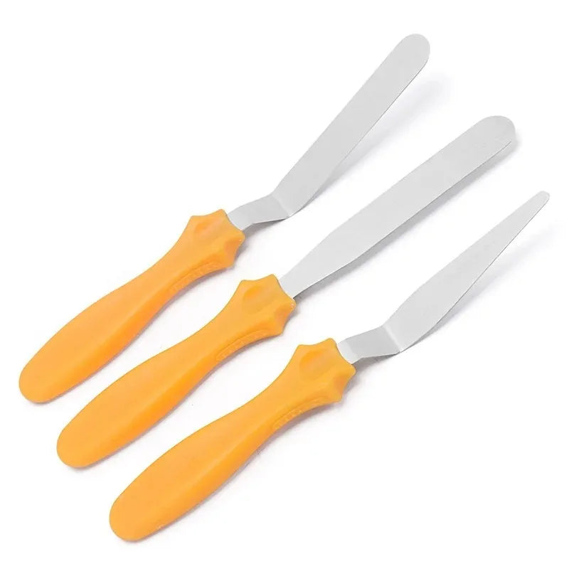 3-Piece Stainless Steel Cake Scraper & Spatula Trowel Set Cake Decorating Tools Axl