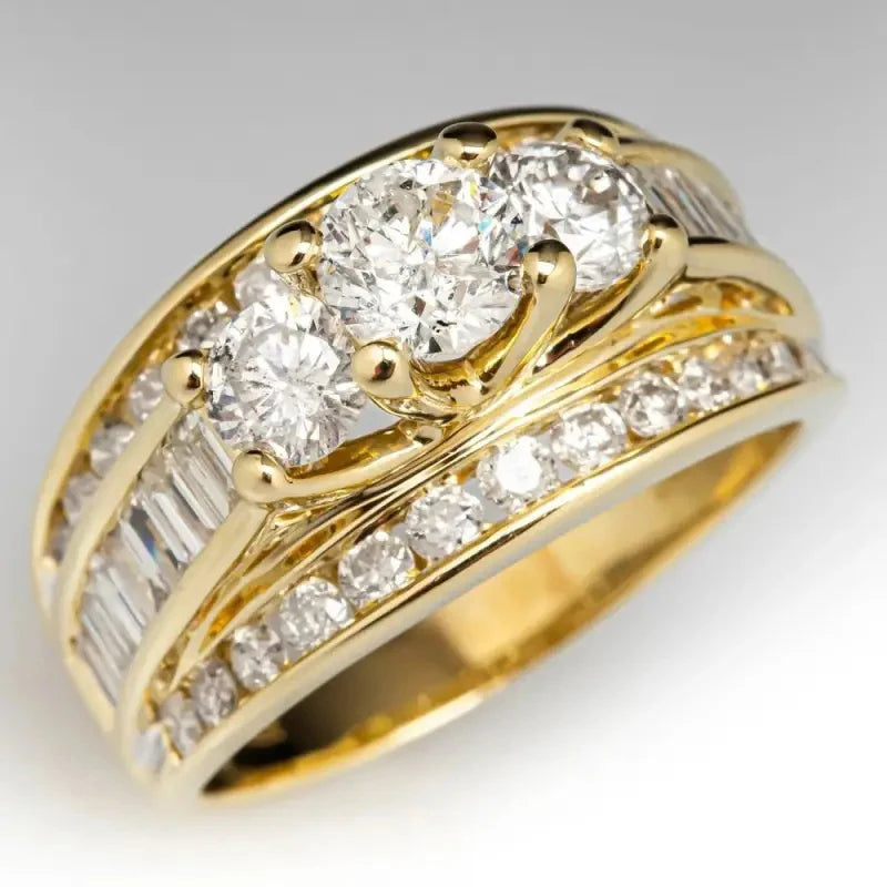 Huitan Women's CZ Engagement Ring – Brass Wedding Band T0954 CZ Engagement Ring Axl T0954 10