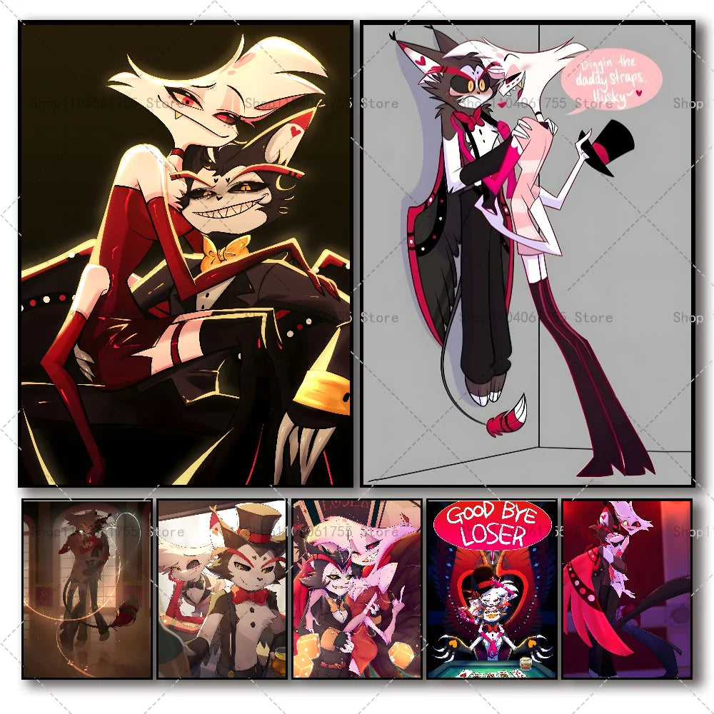 Hazbin Hotel Angel Dust Alastor Poster – Self-Adhesive Wall Art Anime Wall Poster Axl