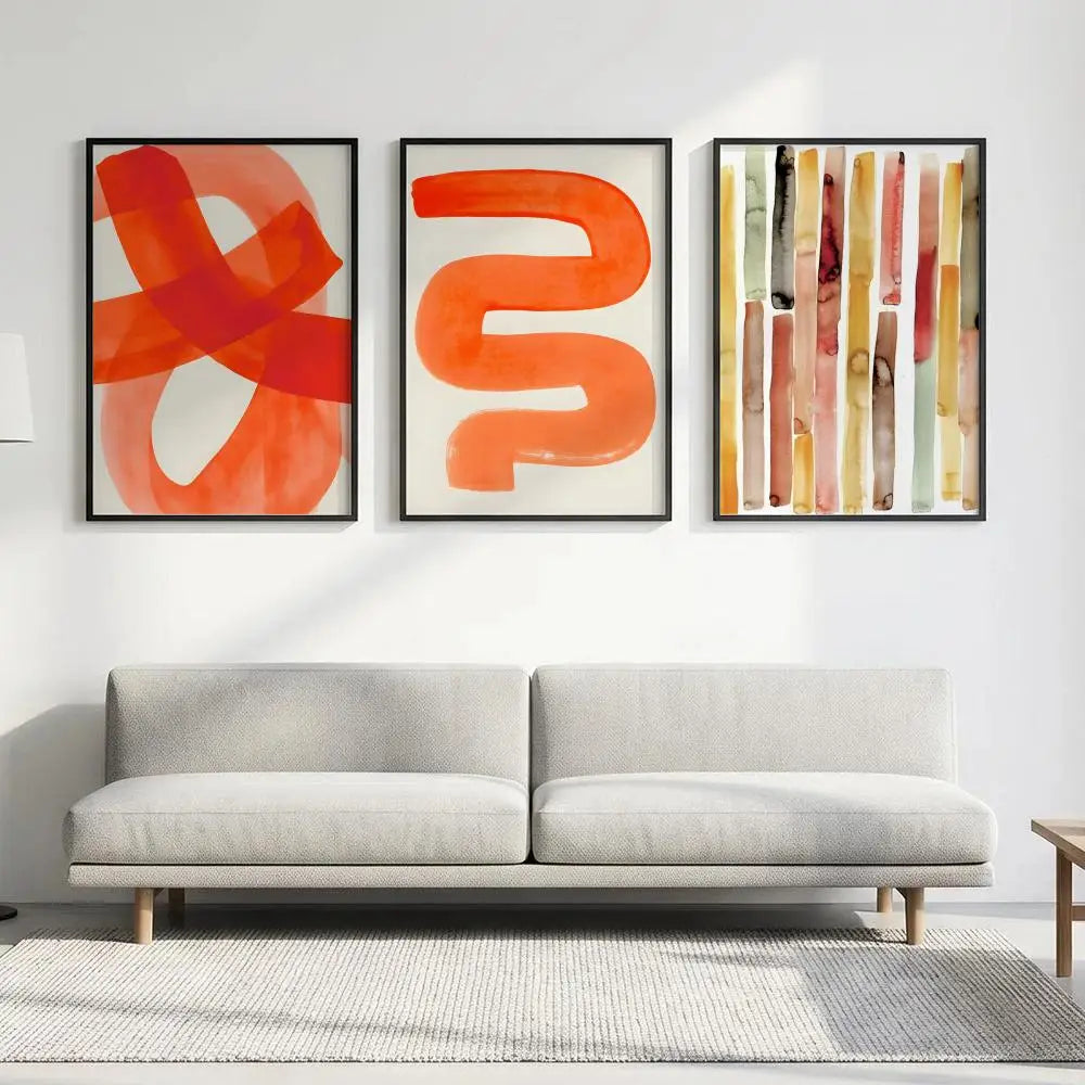 Abstract Mid Century Watercolor Brush Strokes Wall Art Poster Wall Art Poster Axl