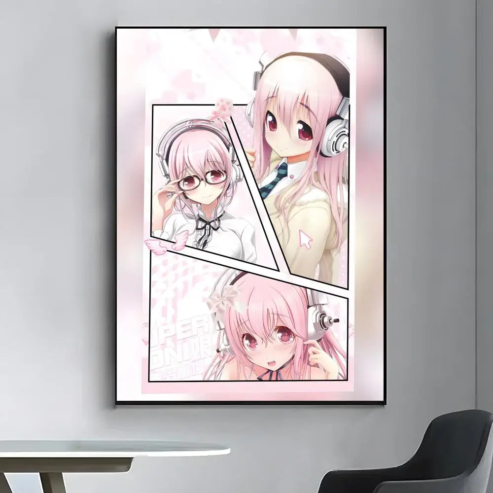 Super Sonico Anime Poster – HD Waterproof Wall Sticker Decor Anime Wall Poster Axl