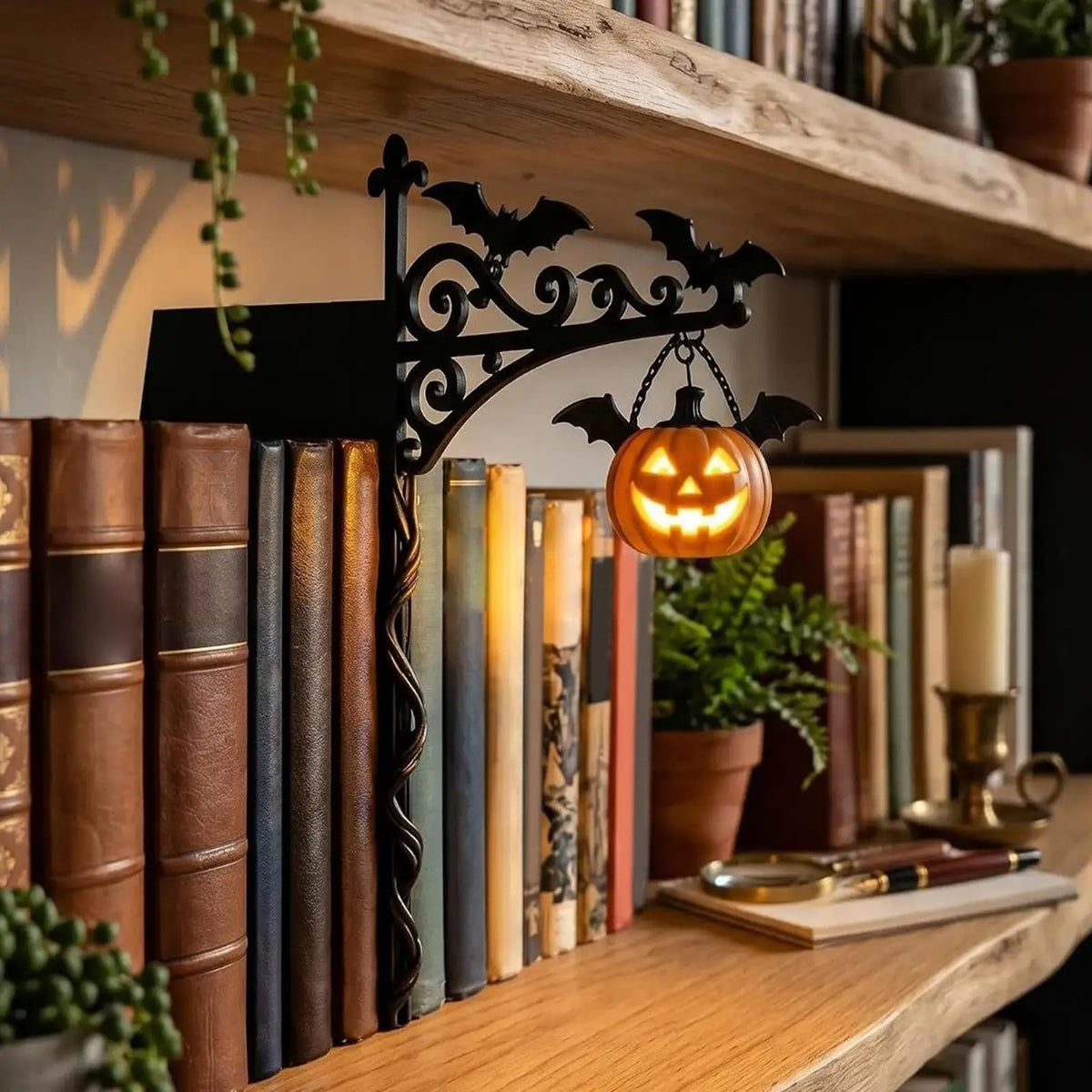 Halloween Bookshelf Lantern – Vintage Gothic Miniature Shelf Lamp Decorative Shelf Lamp Axl