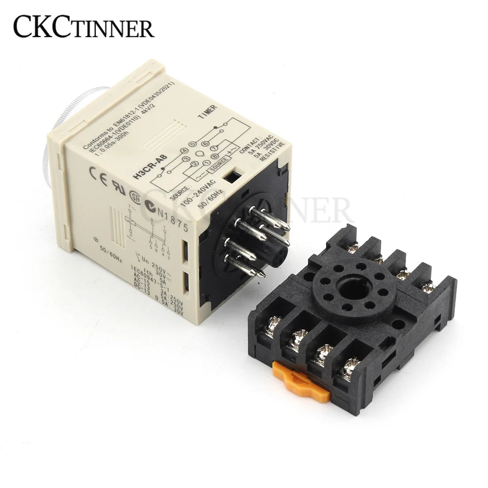 H3CR-A8 Time Relay 24–220VAC/DC | 1.2s–300h 8-Pin Cycle Timer Time Delay Relay Axl