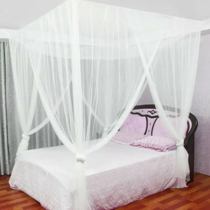 Large Four-Door Square Mosquito Net Canopy – Bed & Camping Bed Canopy Net Axl Grace White