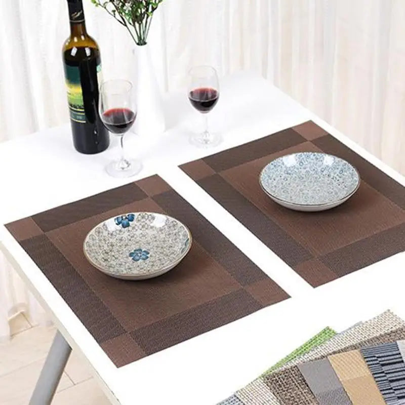 Striped PVC Anti-Slip Placemat – Insulated Table Mat Kitchen Placemat Axl