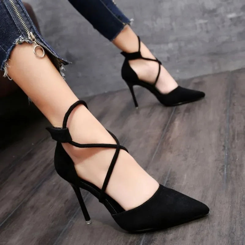 Women's Cross-Strap Roman High Heel Sandals – Pointed Pumps High Heel Sandals Axl
