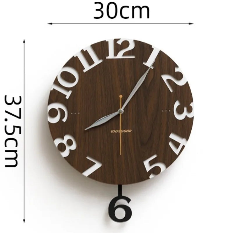 Modern Silent Pendulum Wall Clock – Minimalist Wood Decor Decorative Wall Clock Axl